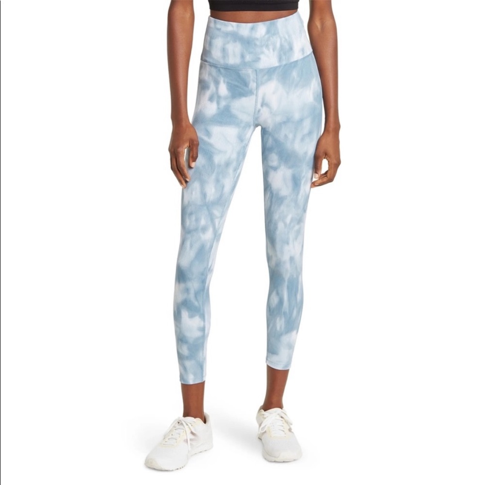 Carbon38 Blue and White Tie-Dye Ribbed Leggings Size XS